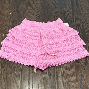 Blanco By Nature Girl’s Pink Crochet Ruffle Shorts Size Small